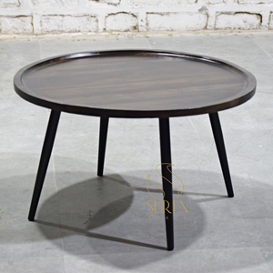 Round Coffee <b>Table</b> Modern Living Room Center <b>Table</b> Wood Look Top Metal <b>Leg</b> End <b>Table</b> Indoor Furniture - Product Image 1