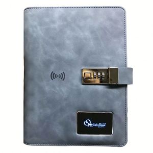Custom Wireless <b>Charger</b> Notebook Power Bank Diary Password Lock LED logo Notebook with Power Bank - Product Image 4