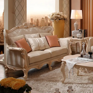 Juego de Sofás Cuadrados de Diseño Francés en Madera de Caoba Sólida, Tallados a Mano, Tapizados, Muebles de Lujo Hechos en Indonesia - Product Image 4