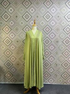 Best Quality Hand Embroidered Beaded Vintage Premium Nida Abaya Anti-Pilling Meera Fashion Designers Indian/Pakistani V Neck - Product Image 2