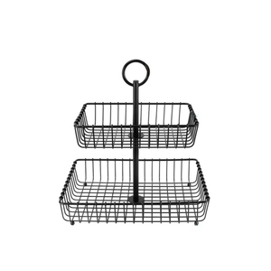 Rectangular Two-Tier Serving Tray <b>Set</b> With Green Metal Frame White <b>Plastic</b> Trays Reusable For Dessert <b>Tea</b> Party - Product Image 5