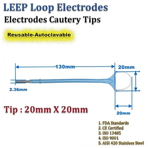 Électrodes de cautérisation LEEP réutilisables et autoclavables, ensemble 20 mm x 20 mm, certifiées CE - Product Image 3