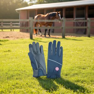 <b>Equestrian</b> Gloves Stretch Polyester Back Durable Synthetic Leather Palm Non Slip Grip Touch Index Finger - Product Image 3