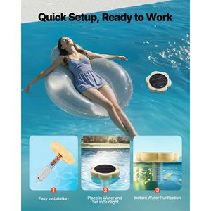 Purificador de Agua Automático Flotante con Energía Solar, Ionizador de Piscina de Cobre de 45000 Galones, Sin Cloro, para Piscinas Exteriores - Product Image 6