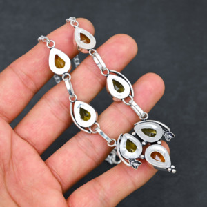 925 <b>Solid</b> Sterling <b>Silver</b> Gemstone Jewelry Yellow Citrine Quartz Gemstone Jewelry, Handmade <b>Silver</b> Gemstone Jewelry Supplier - Product Image 4