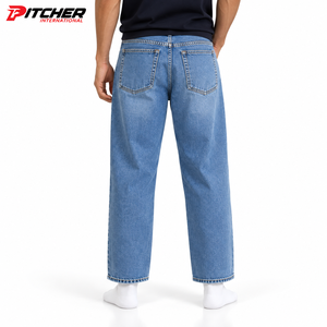 Custom <b>Mens</b> Baggy Streetwear Denim <b>Jeans</b> 12 Oz Cotton Denim Ripped Detail Wholesale Low MOQ - Product Image 4