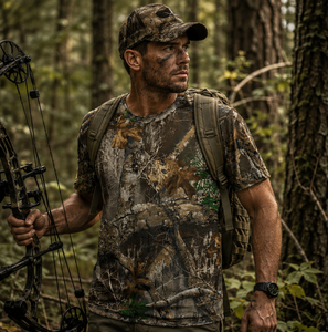 T-shirt camouflage 100% coton pour homme, chasse, streetwear, tee-shirt personnalisé, OEM, vente en gros - Product Image 4