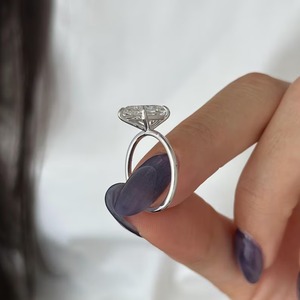 Pear Cut Lab Grown Diamond Solitaire Engagement <b>Ring</b> <b>Thin</b> 18k White Gold Women's Wedding Anniversary IGI Certified Trendy - Product Image 4