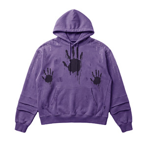 Sudadera con Capucha Extra Grande Personalizada OEM para Hombre, Diseño de Huella de Mano, 100% Algodón, Felpa Francesa, Bolsillo Frontal con Logotipo, Tejido de Punto para Otoño - Product Image 3
