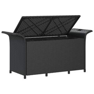 Banc de jardin en polyéthylène noir avec aspect rotin, banc de rangement élégant - Product Image 5