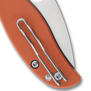 Couteaux pliants légers à manche orange avec lame en acier inoxydable finition satinée, prise ergonomique pour les doigts, clip de poche et manuel d'utilisation - Product Image 6