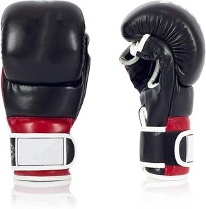 Precio de fábrica Cuero PU Punzonado Lucha Artes marciales mixtas Guantes Logo impreso XXL punzonado guantes de lucha - Product Image 4