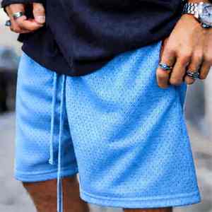 Custom Logo Solid Summer High Street Style Men's Mesh Shorts 5-inch Double <b>Layer</b> Quick Dry Breathable Elastic Waistband - Product Image 1