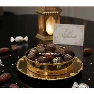 Bol à chocolat décoratif finition or, forme ronde, bol à bonbons Ramadan, dernière arrivée, bol à chocolat en métal de luxe - Product Image 1