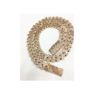 Luxury Hip Hop Cuban Miami Link <b>Chain</b> Necklace | <b>Iced</b> <b>Out</b> Round & Baguette Diamond <b>Chain</b> | Premium Statement Jewelry for Men - Product Image 3