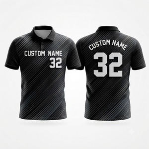 Black <b>Grey</b> Striped Pattern Custom <b>Polo</b> <b>Shirt</b> Men's Breathable Sublimated Sports Uniform Team Apparel Casual Athletic Wholesale - Product Image 1