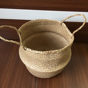 Woven Seagrass Belly <b>Basket</b> for Storage Plant Pot <b>Laundry</b> and Grocery <b>Basket</b> with Handle Wholesale Export from Vietnam Factory - Product Image 1