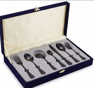 Vintage <b>Black</b> Matte Finish Metal Flatware <b>Set</b> With Ornate Handles Rust Resistant <b>Cutlery</b> For Wedding Use - Product Image 6