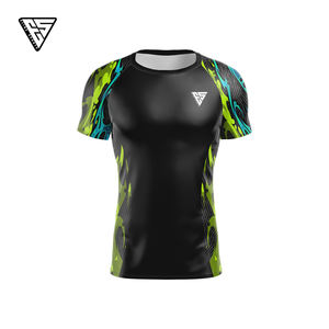 Chemise de compression anti-UV à manches courtes en spandex/polyester avec impression numérique personnalisée unisexe, pour MMA, BJJ, surf, plongée, OEM 220g - Product Image 3