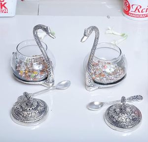 Pot à épices en métal en forme de cygne avec cuillère et couvercle, design vintage, récipient de stockage alimentaire hermétique pour la cuisine - Product Image 6