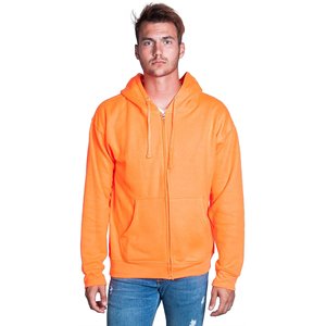Sudadera con Capucha y Cierre para Hombre, Color Naranja, Corte Regular, Felpa, Color Sólido, 100% Algodón, Bolsillo Delantero, Otoño - Product Image 1