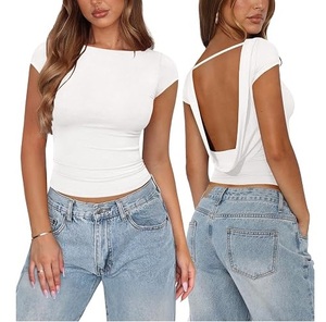 Blusa sexy transpirable para mujer con cuello halter, top corto sin espalda, blusas y camisas ajustadas de verano para mujer - Product Image 6