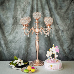 Indoor and Outdoor Candelabra with Crystal <b>Globe</b> Attachments Copper Plated Aluminum Decorated Handmade Candelabra for Sale - Product Image 1