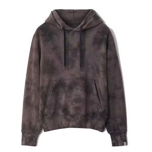 Sweat-shirt à capuche tie-dye vieilli en coton tricoté, coupe régulière, style décontracté, avec poches, coupe oversize, pour l'automne, vente en gros - Product Image 1
