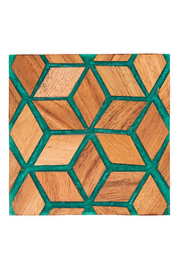 Quality Handicrafts <b>Wood</b> Resin Coasters <b>Placemats</b> 10x10cm Reusable Southeast Asia Style Multi Color Customized Packaging Hotels - Product Image 2
