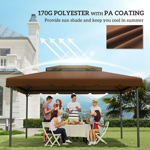 Telo di Ricambio per Gazebo 13FT X 10FT con Tetto a Doppia Ventilazione per Modelli 84C 101 o 84C 144 (SOLO TELO) Colore Caffè - Product Image 6