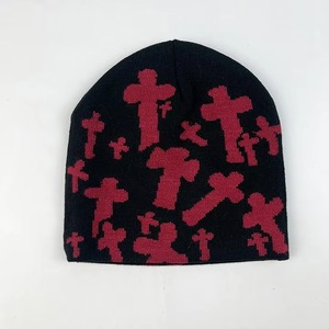 Unisex Jacquard Knit Beanie Hat With Cross Pattern Blue <b>Winter</b> Warm <b>Cap</b> Casual Style Adult 56-58CM - Product Image 2
