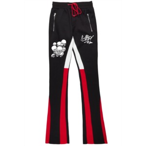 High Quality Men's Black Red Stripe Sweatpants With <b>White</b> Graphic Print Elastic Waist Street Style <b>Joggers</b> For Boys - Product Image 2