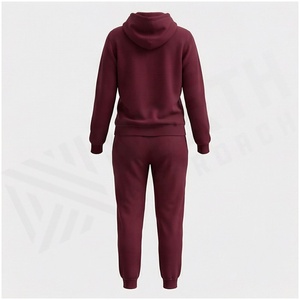 <b>Women</b> Solid Color Hooded Sweatshirt & <b>Jogger</b> Pants <b>Set</b> 100% Cotton Midweight Casual Tracksuit Autumn Full Length - Product Image 2