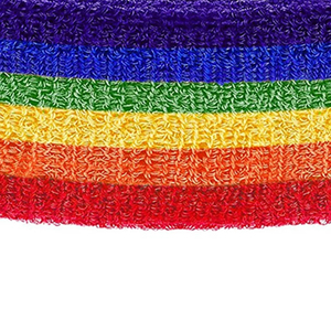 Unisex Adult Elastic Stretch Knit Breathable Compostable 4.5cm <b>Headband</b> Red Yellow Green Stripe <b>Sports</b> Festival Outdoor Wear - Product Image 5