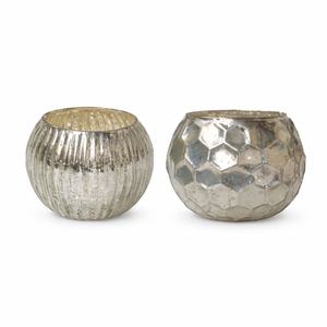 Porte-bougie à la bougie tealight en verre mercure antique |   Votive en argent personnalisé |   Décoration de la maison, Noël, mariage, décoration de table festive. - Product Image 3