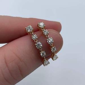 Boucles d'oreilles élégantes rondes en diamant poire, cultivées en laboratoire, certifiées IGI, couleur D E F, pureté VVS VS, en or, or rose, or blanc, argent - Product Image 4