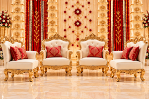 Mandap de mariage indien traditionnel en bois sculpté style temple, avec pilier Diya et motif Lotus Royal - Product Image 5