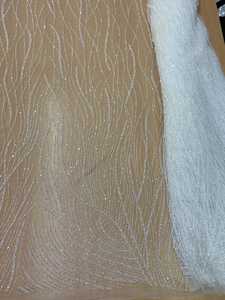 Tela de encaje con cuentas, malla de tul con bordado de lentejuelas blancas para vestido de novia, alta costura, vestido de novia por yarda, precio mayorista B2B - Product Image 3