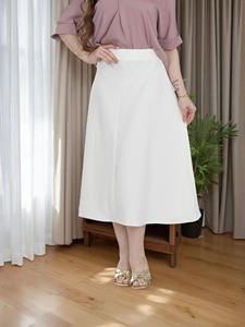Jupe midi décontractée en satin, tissu lin/coton, antibactérien - Product Image 6