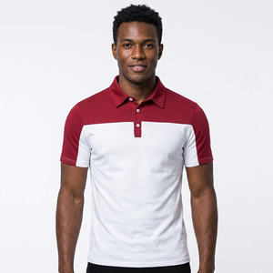 Polo de Hombre con Bloques de Color, Manga Corta, Tejido, Casual, Blanco y Rojo, Diseño Sólido, Cierre de Botones, Corte Regular - Product Image 6