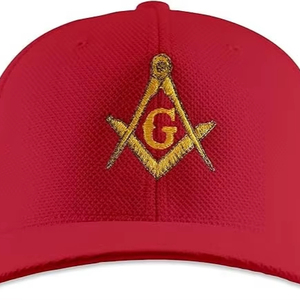 Casquette de sport pour adulte, brodée avec un carré et un boussole, style maçonnique, fraîche et respirante, en tissu 100% polyester - Product Image 1