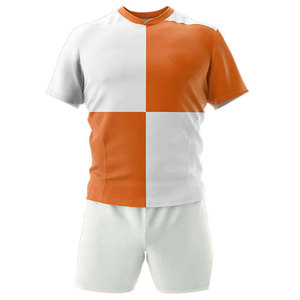 Ensemble de maillot de football personnalisé orange et blanc, manches courtes, col rond, respirant, en polyester, uniforme pour hommes toutes saisons - Product Image 2
