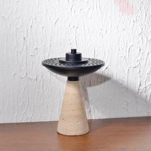 <b>Ceramic</b> Incense Burner with Black Geometric Lid Aromatherapy <b>Diffuser</b> All-Season Use - Product Image 1