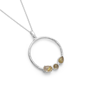Collier en argent sterling S925 pur à 100 % de haute qualité, avec cabochon en rutile doré, pierres précieuses taillées mixtes de 1,25 carat, bijoux fins et élégants - Product Image 1