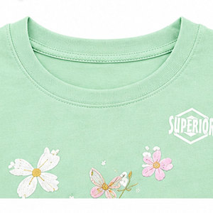 Camiseta de Punto de Manga Corta con Cuello Redondo para Niñas, Estilo Casual, a la Moda para el Verano, con Impresión de Marca Personalizada - Product Image 3