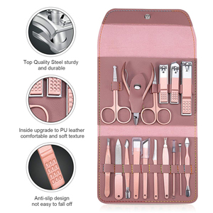 Wholesale 8-Piece German Stainless Steel Manicure Pedicure Kit <b>Nail</b> File Scissor Pusher Beauty Set PU Zipper <b>Case</b> Box Packaging - Product Image 4
