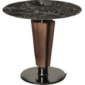 Nouvelle table basse ronde décorative moderne noire avec plateau en bois et structure en métal pour salon - Product Image 6
