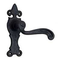 Poignée de porte ovale moderne en acier noir avec plaque de support longue motif fleur de lys pour tiroirs et ensemble de poignées de verrouillage intérieures de pièce