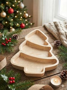 Christmas Wooden Gift Tray Christmas Wooden Display Tray Christmas Wooden Coffee Tray Christmas Wooden <b>Breakfast</b> Tray Christmas - Product Image 2