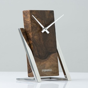 Modern Wooden Table <b>Clock</b> with Metal Stand Silent Quartz Luxury Desktop Office Home Decor <b>Clock</b> - Product Image 1
